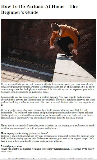 Android application How to Do Parkour screenshort