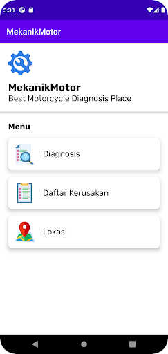 Android application Mekanik Motor screenshort