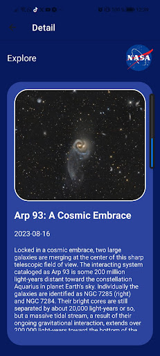 Astronomy app Screen 2