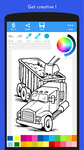 Truck Coloring Book Screen 2
