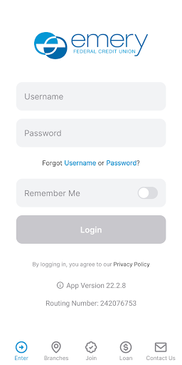 Android application Emery FCU screenshort