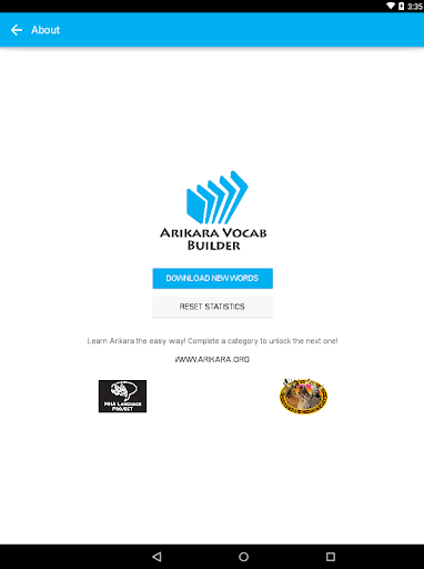 Android application Arikara Vocab Builder screenshort
