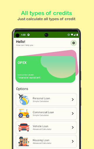 Android application OPEX - Credit Simulator screenshort