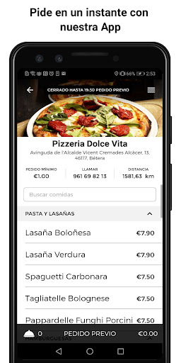 Android application Pizzeria Dolce Vita screenshort