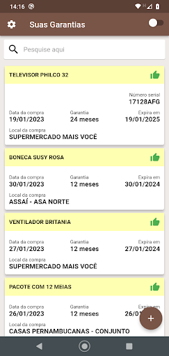Android application Suas Garantias screenshort