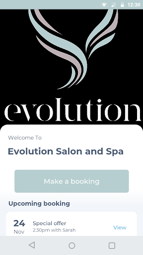 Android application Evolution Salon and Spa screenshort
