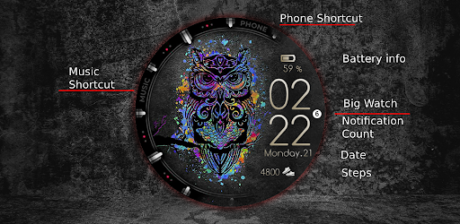Android application Color Owl Watch Face Wear OS screenshort