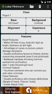 Fifth Edition Character Sheet Bildschirmfoto