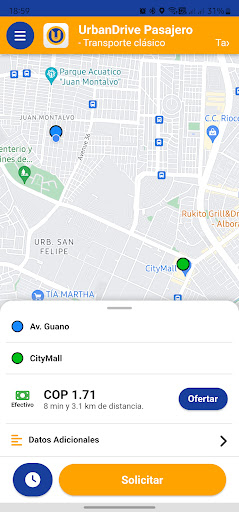 Android application UrbanDrive Pasajero screenshort