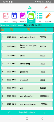 Android application anmlumo: My Expense screenshort