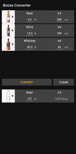 Android application Booze Converter screenshort