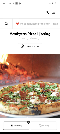 Android application Vestbyens Pizza Hjørring screenshort