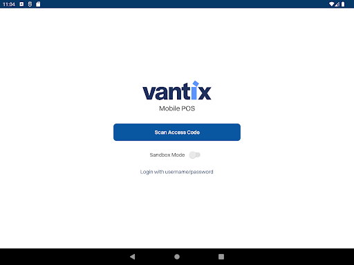 Android application Vantix Mobile POS screenshort