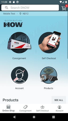 Android application DNOW Ecommerce screenshort