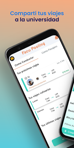 Android application FacuPooling. Compartamos Viaje screenshort
