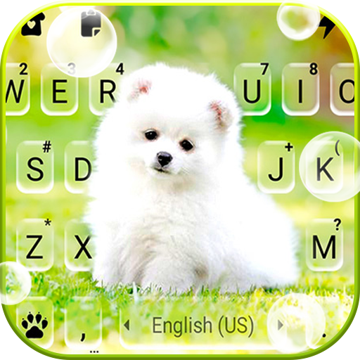 Cute White Puppy Keyboard  Icon
