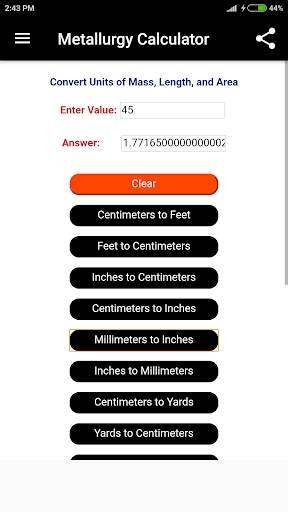 Metallurgy Calculator Screen 3