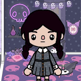 toca wednesday addams coloring icon