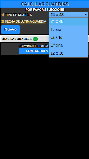 Calculate Shifts Screen 2