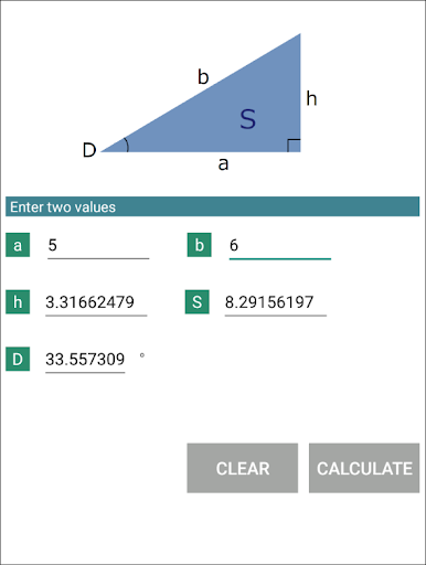 Triangle calculator Screen 3