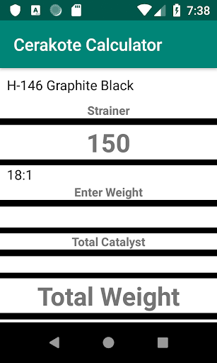 Android application Cerakote Calculator screenshort