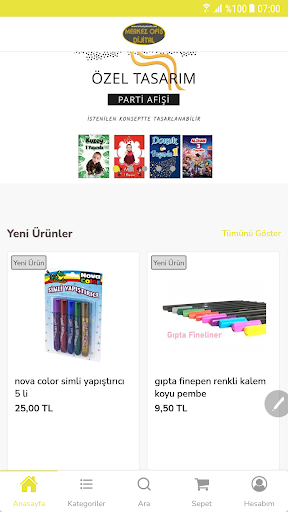 Android application KırtasiyeBaskı screenshort