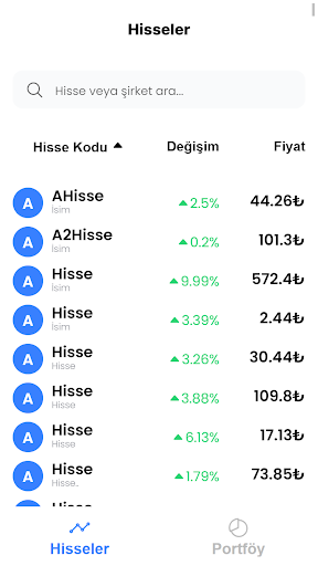 Android application Fibo | Borsa Portföy Takibi screenshort