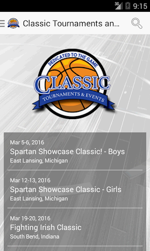 Android application Classic Tournaments & Events screenshort
