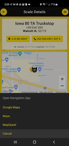 CAT Scale Locator screenshot