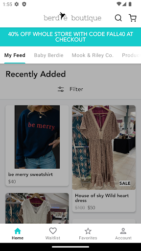 Android application berdie boutique screenshort