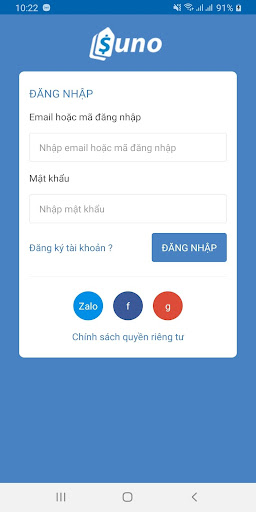Android application Suno F&B Nhân viên screenshort
