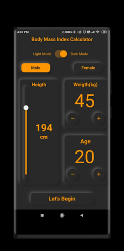 Screenshot of BMI Calculator