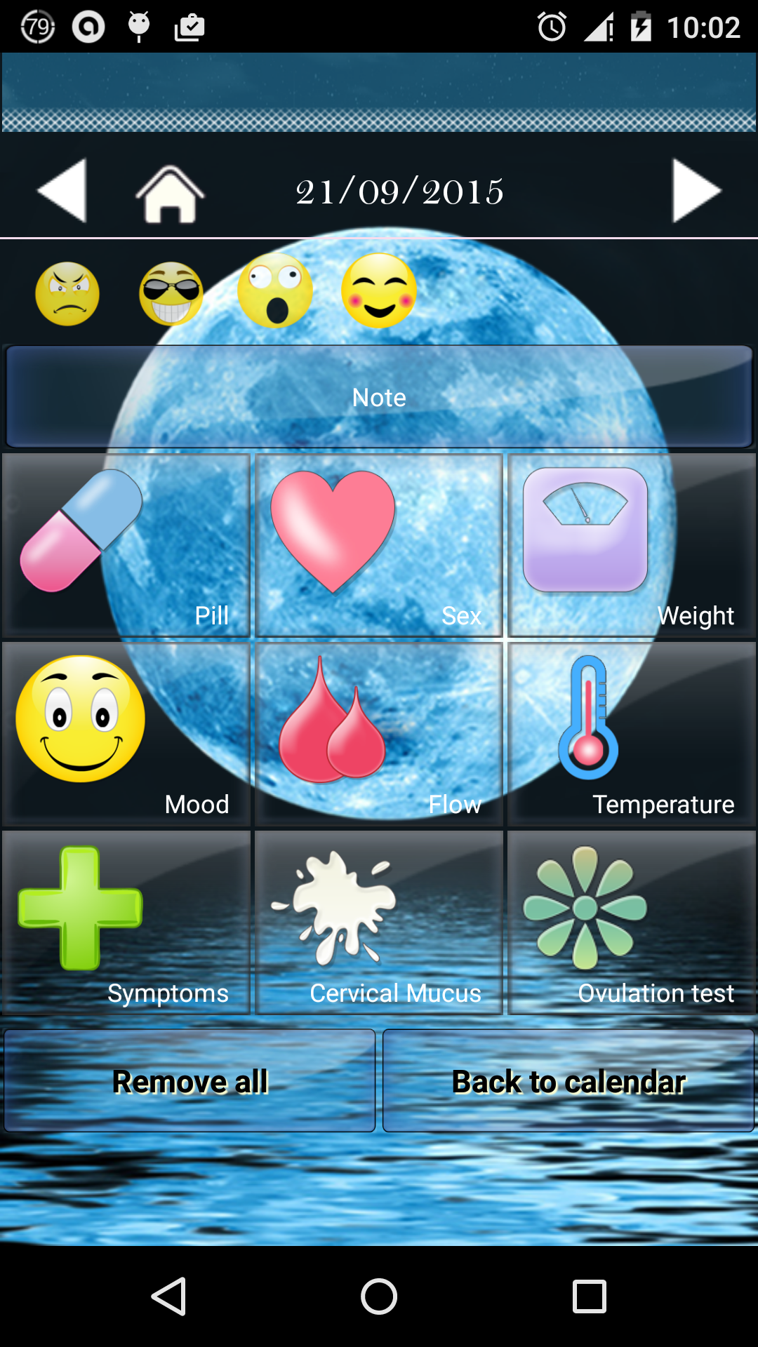 Android application Women's Calendar(moon) screenshort