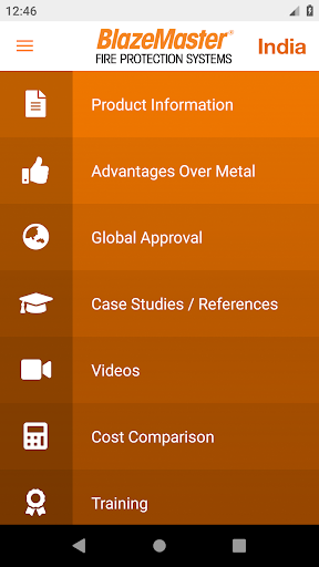 Android application BlazeMaster® Fire Protection S screenshort