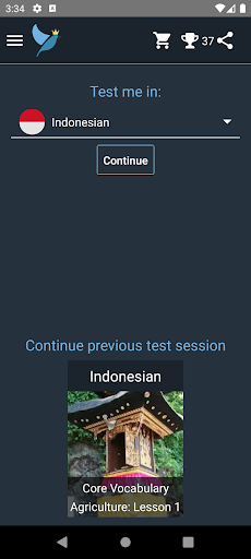 Android application Indonesian Language Tests screenshort