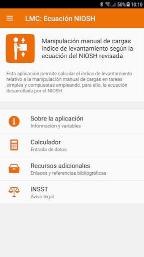 Android application Manipulación Manual de Cargas screenshort