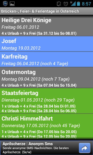 Brücken-& Feiertage Österreich Screen 2