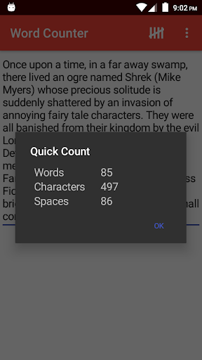 Android application Word Counter screenshort