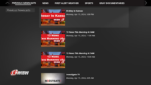 Screenshot of WIBW News