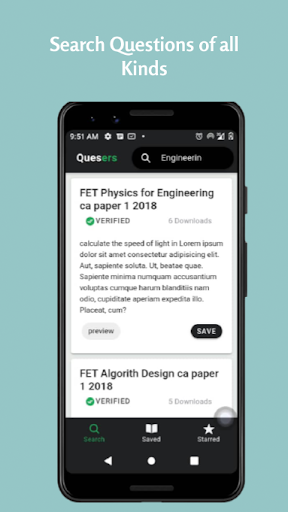 Android application Quesers screenshort