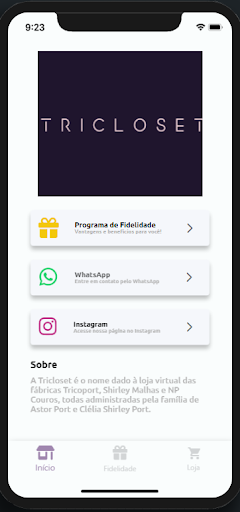 Android application Tricloset - Fidelidade screenshort