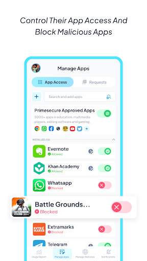 Android application PrimeSecure screenshort