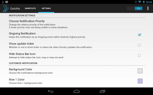 Quickly Notification Shortcuts