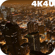 4K Downtown Night Traffic Video Live Wallpaper