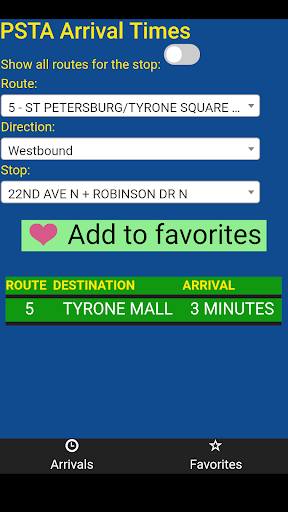 Pinellas County PSTA Bus Track Screen 3