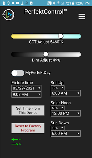 Android application LEDdynamics PerfektControl screenshort
