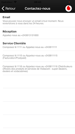 Vodacom RDC app Screen 3