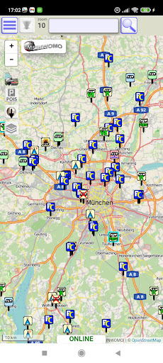 Android application MEINWOMO maps Stellplatz App screenshort