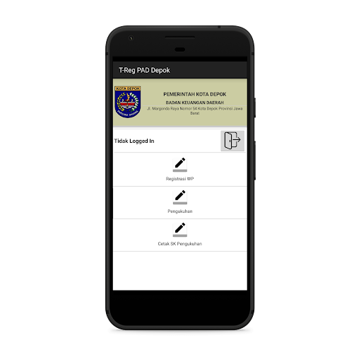 Android application T-Reg PAD Depok screenshort