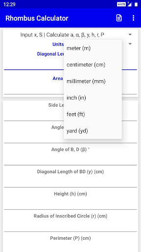 Rhombus Calculator Screen 3